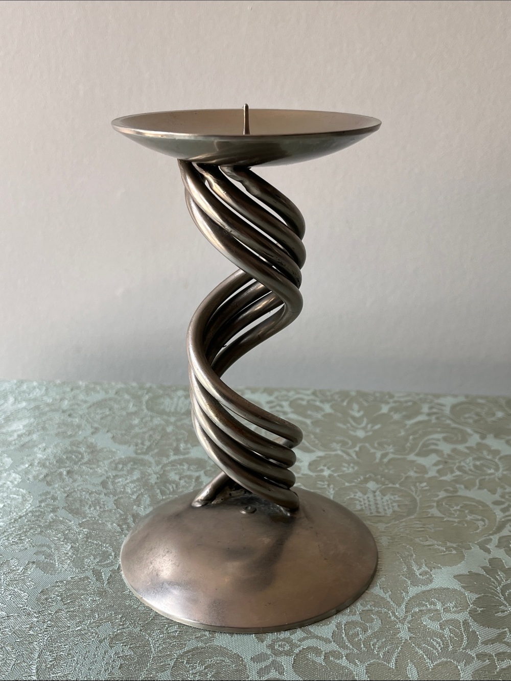Vintage Hallmark Modernist Spiral Candlestick Holder | Silver Finish
